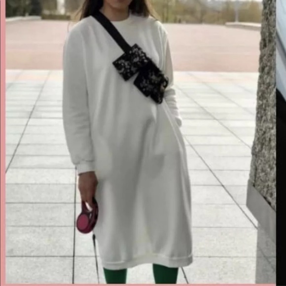 Sweater dress cotton sweatshirt white minimalist pullover Korean Fashion Womens - Picture 3 of 6